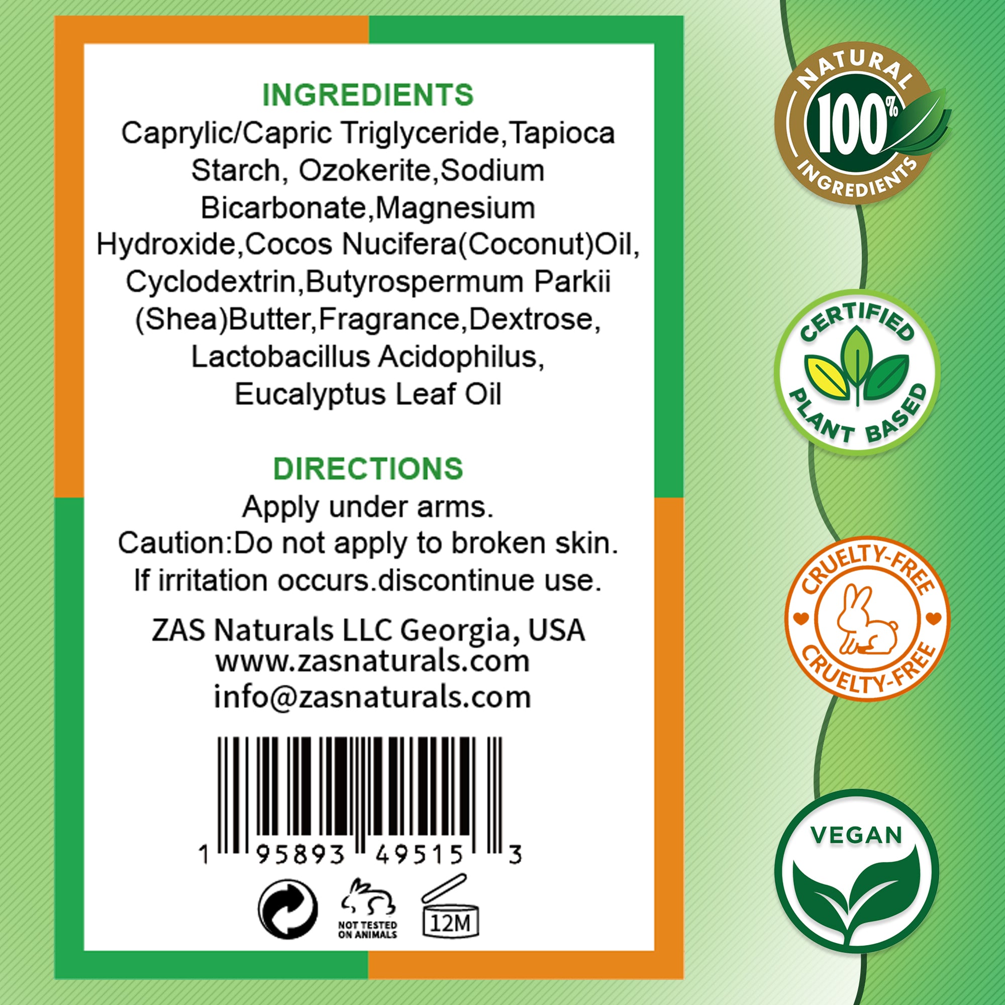 Natural Aluminum-free Plant-based deodorant for women, men, and children