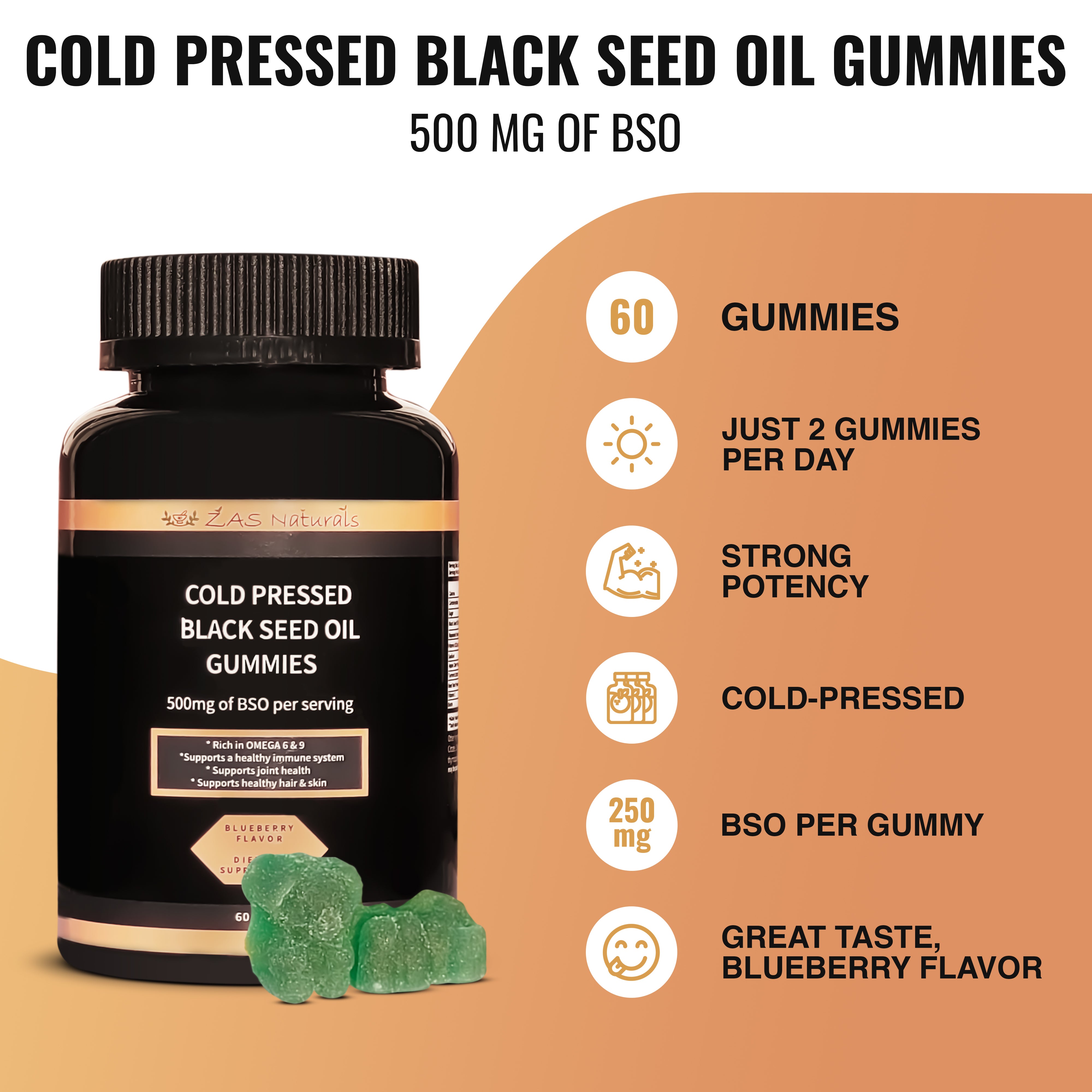 Cold Pressed Black Seed Oil Gummies for Adults and Children